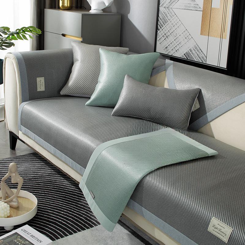 Summer Ice Silk Sofa Cushion Non-Slip Summer Mat Seat Cushion Four Seasons Universal Stain-Resistant Light Luxury Style Universal Sofa Cover