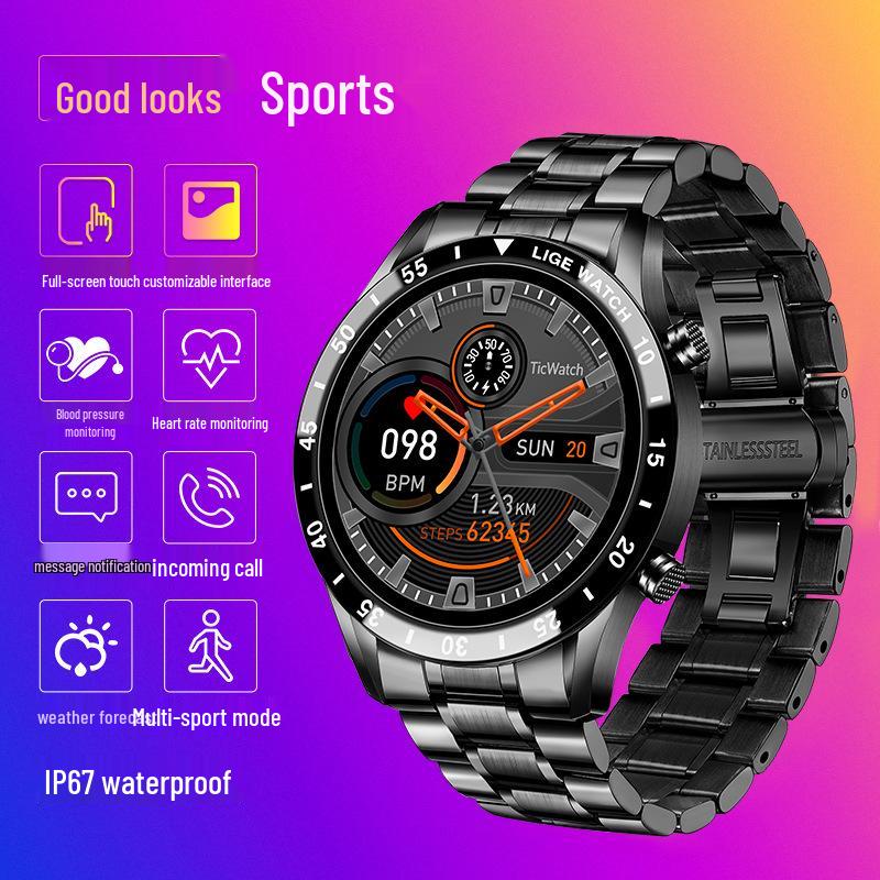 Men's Multifunction Sports Smartwatch with Bluetooth Calling, Health Monitoring, Blood Pressure, Heart Rate, and Large Touch Screen.