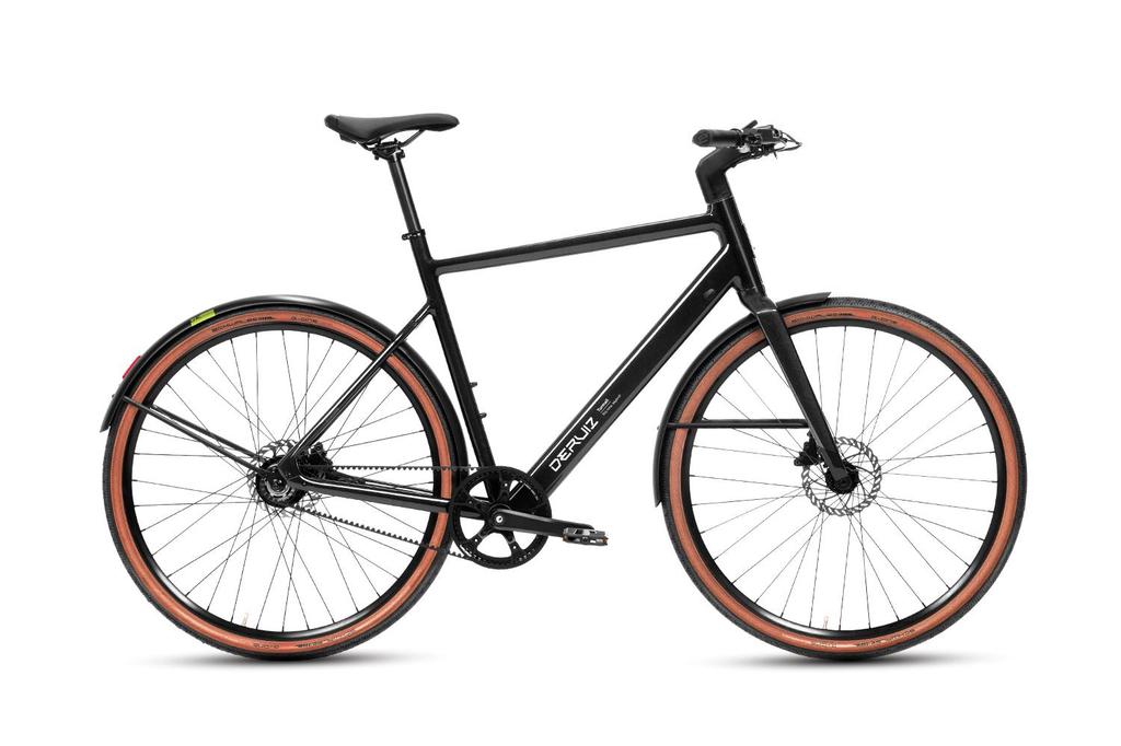Electric Bicycle DERUIZ Turmali 28",36V 250W 35Nm,Gates Carbon Drive Belt Drive, Max Range 110Km,17.8 kg, BLACK