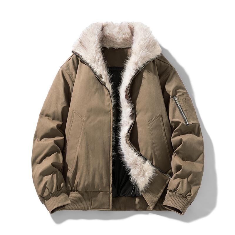 

2025 Men s Trendy Cotton Padded Winter Jacket - Versatile, Loose-Fit Casual M кавовий