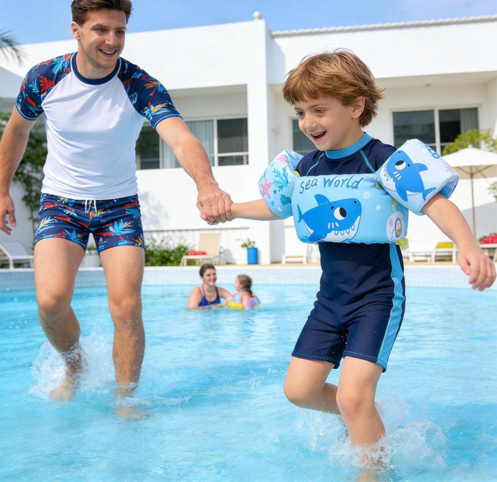 Toddler Swim Vest For Kids Swim Arm Floaties Adjustable Cartoon Swimming Water Wings With Crotch Strap Pool Float Vests For kid