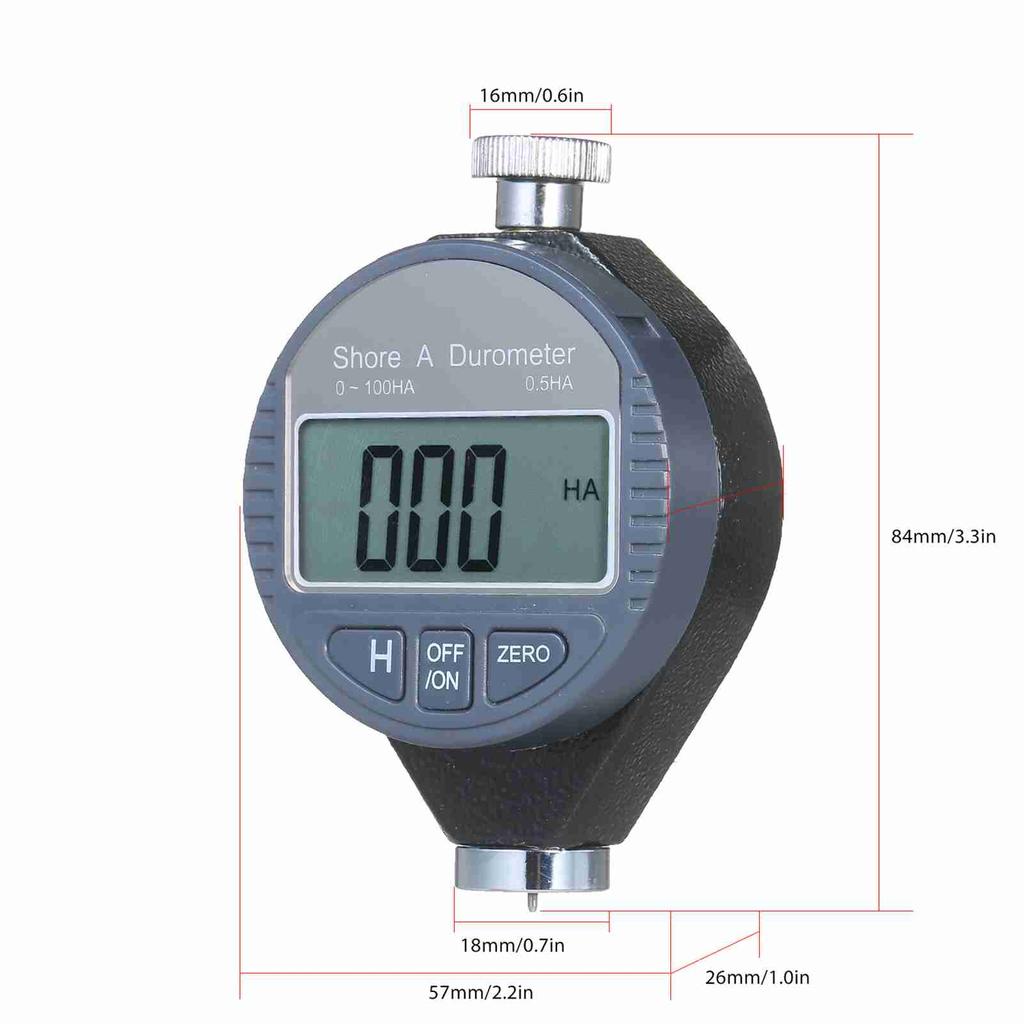 Portable 0 100HD Shore D Hardness Tester Meter Digital Durometer Scale for Rubber Tire Plastic Flooring with Large LCD