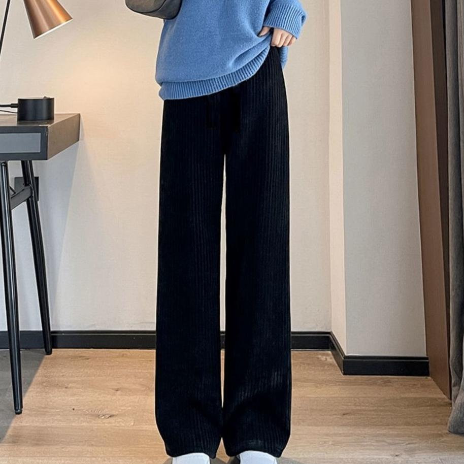 Pants Women Thickened Lamb Fleece Wide Leg Pants Plus Velvet Women's Autumn Winter Fashion Loose Pants Cashmere Casual Pants
