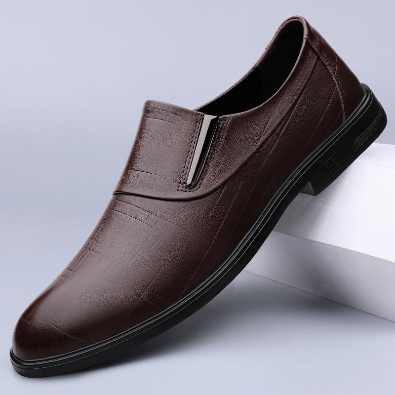 Solid Color Genuine Leather Shoes for Men New Designer Men Business Dress Shoes British Casual Loafers Man Oxford Shoes