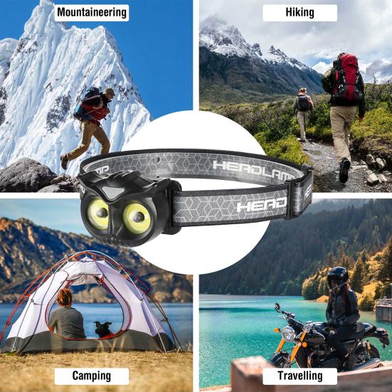 Owl Shape LED Headlamp Type-C Fast Charging Flashlight Head Torch Detachable Lightweight Headlight Outdoor Camping Head Lamp