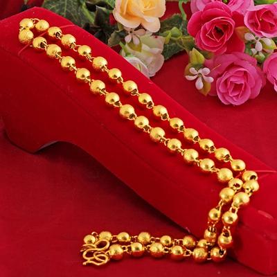 24K altın kaplama 6 mm katı boncuklu kolye kolye erkek ve kadın evlilik yıldönümü doğum günü altın takı kolye zinciri gi