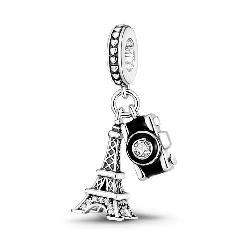 Sparkling Camera Charm Bead DIY Jewelry Gift Fit Silver Bracelet Necklace Love Dangle Bead Gesture Yeah