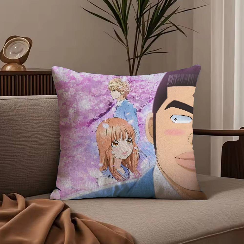 Anime M-My L-Love Story Pillow Case Anti-dustmite Pillowcase Invisible Zipper Silky Short Plush Sofa Cushion Cover
