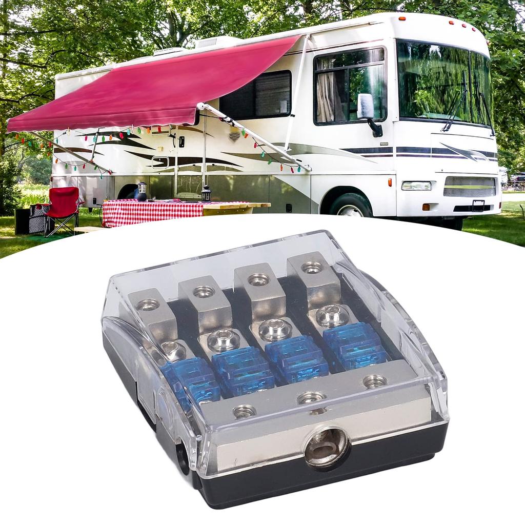 60A Power Distribution Block 1 4 Way Out Audio Fuse Holder Universal Application for
