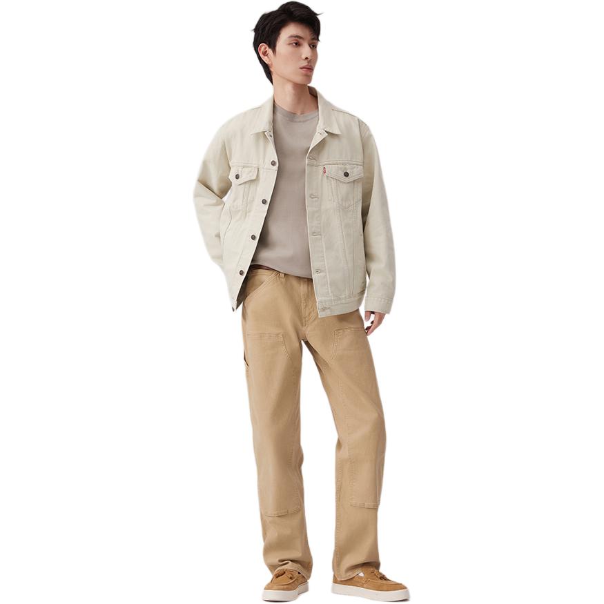 Levis Plain Simple Comfortable Lapel Loose Fit Long Sleeve Denim Jacket Men jackets White A5782-0028