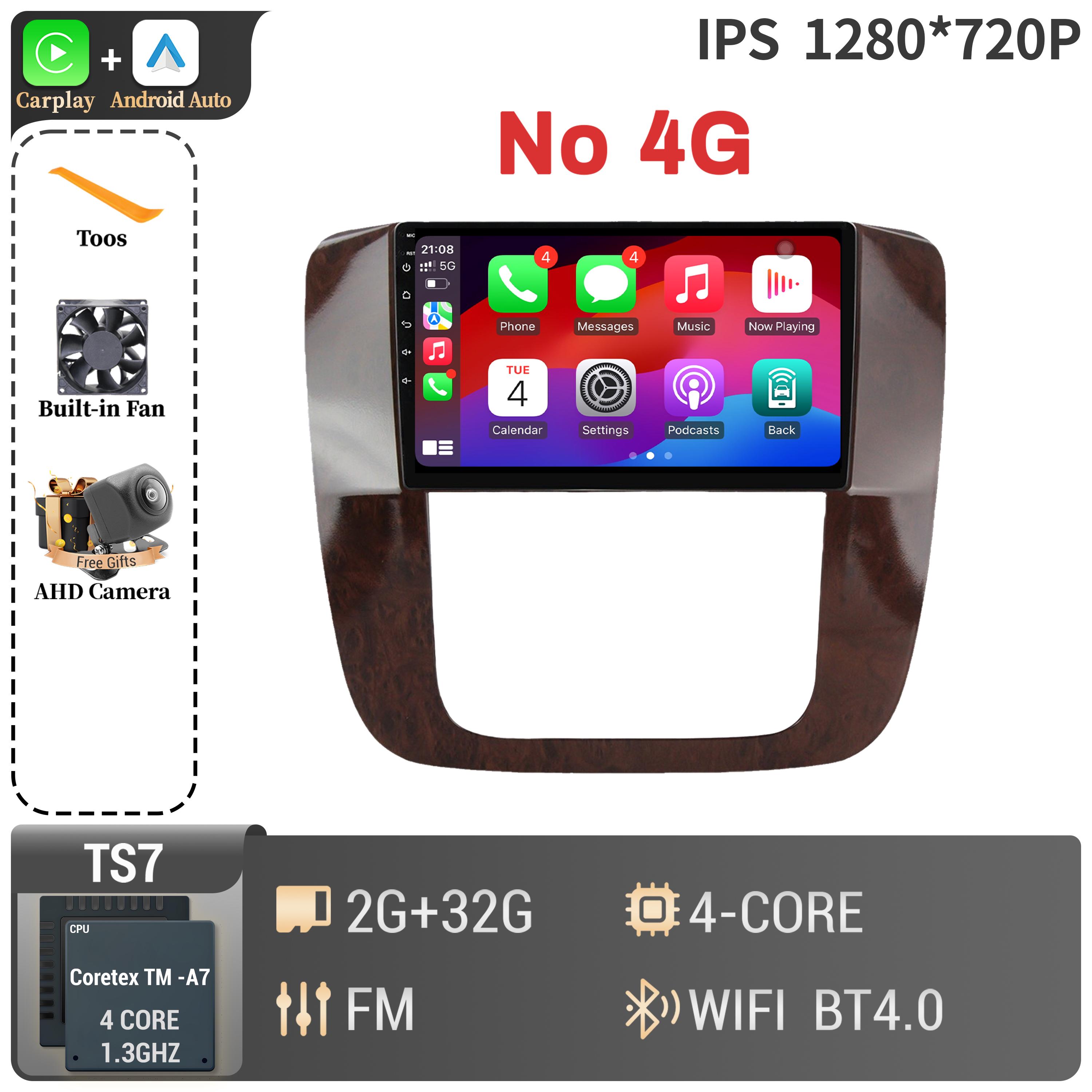 

For Car Radio Multimedia GPS For GMC Yukon Chevrolet Tahoe Suburban 2008-2012 Android BT CarPlay 4G CPU 7870 2K QLED Screen