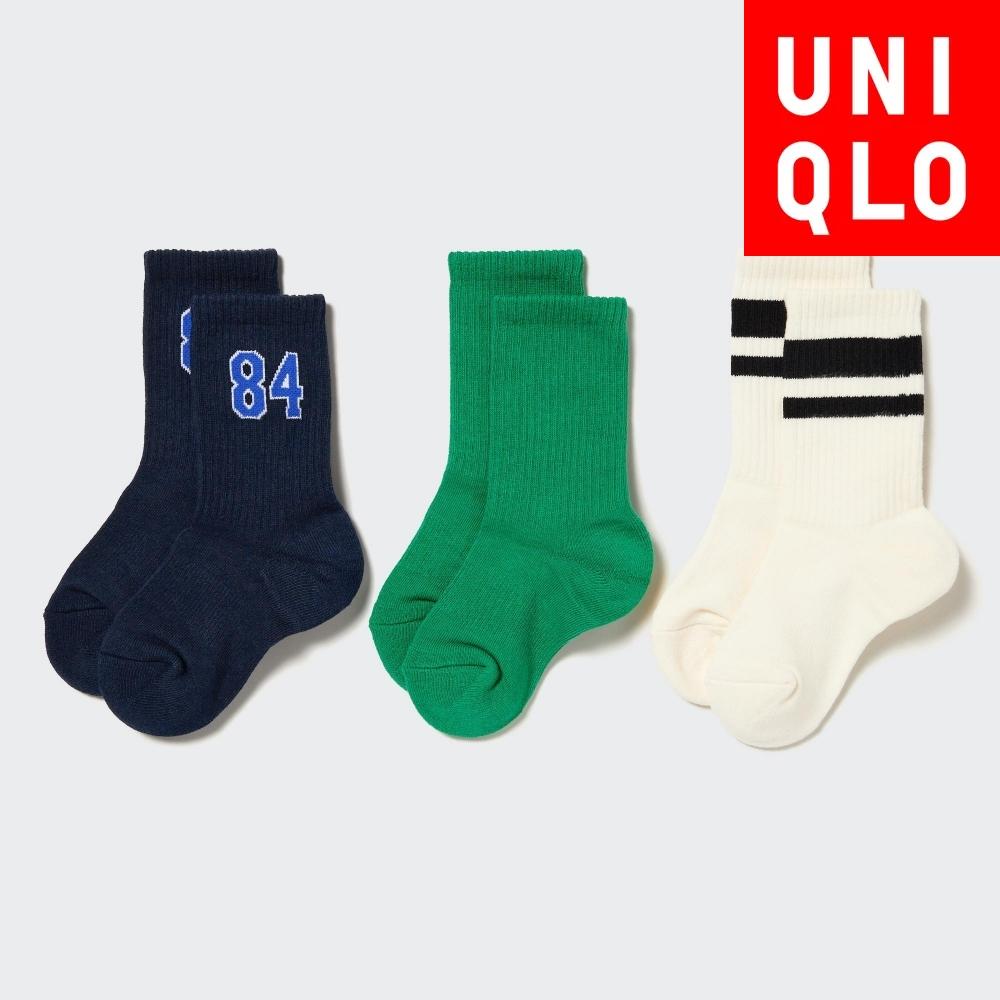 

НОСКИ UNIQLO KIDS REGULAR 3P LINE LOGO B 67 BLUE/Kids 22cm