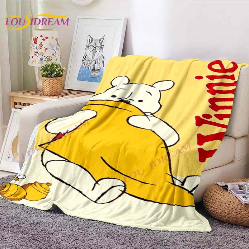 

Cute Winnie Bear Blanket Flannel Throw Blankets Soft Warm Plush Bedding Boys Girls Bedroom Gifts for Best Friend 75x90cm