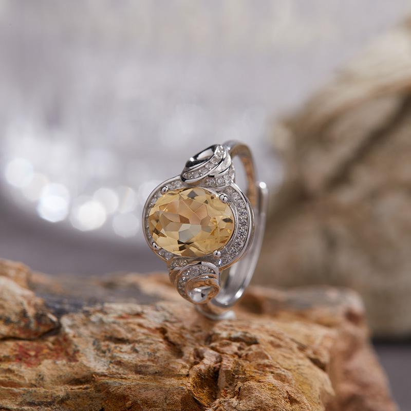 Original Design Does Not Fade Niche High Sense S925 Sterling Silver 18K Natural Citrine Lucky Treasure Ring Women