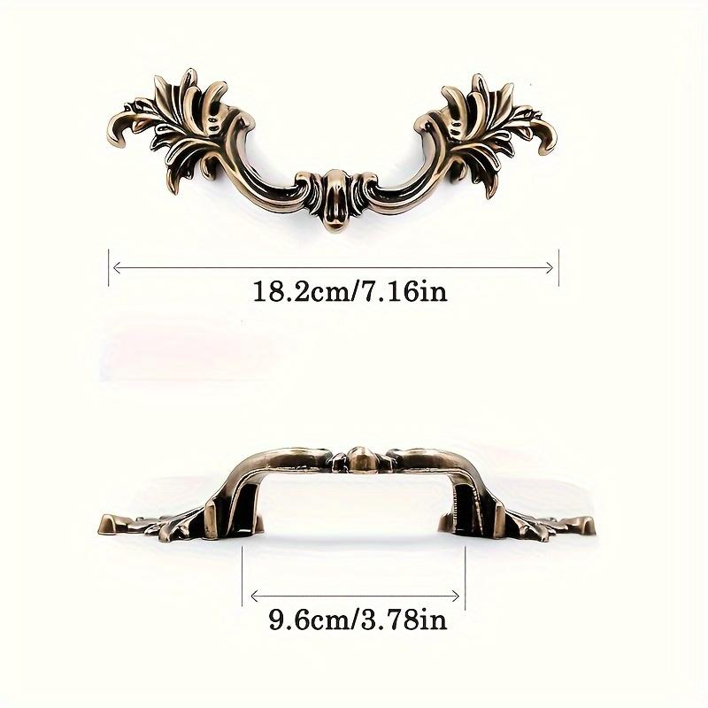 4pcs Vintage Elegant Drawer Pulls, Antique Brass for Cabinets, Closets, Dressers & Bathrooms (Double Hole with Screws)