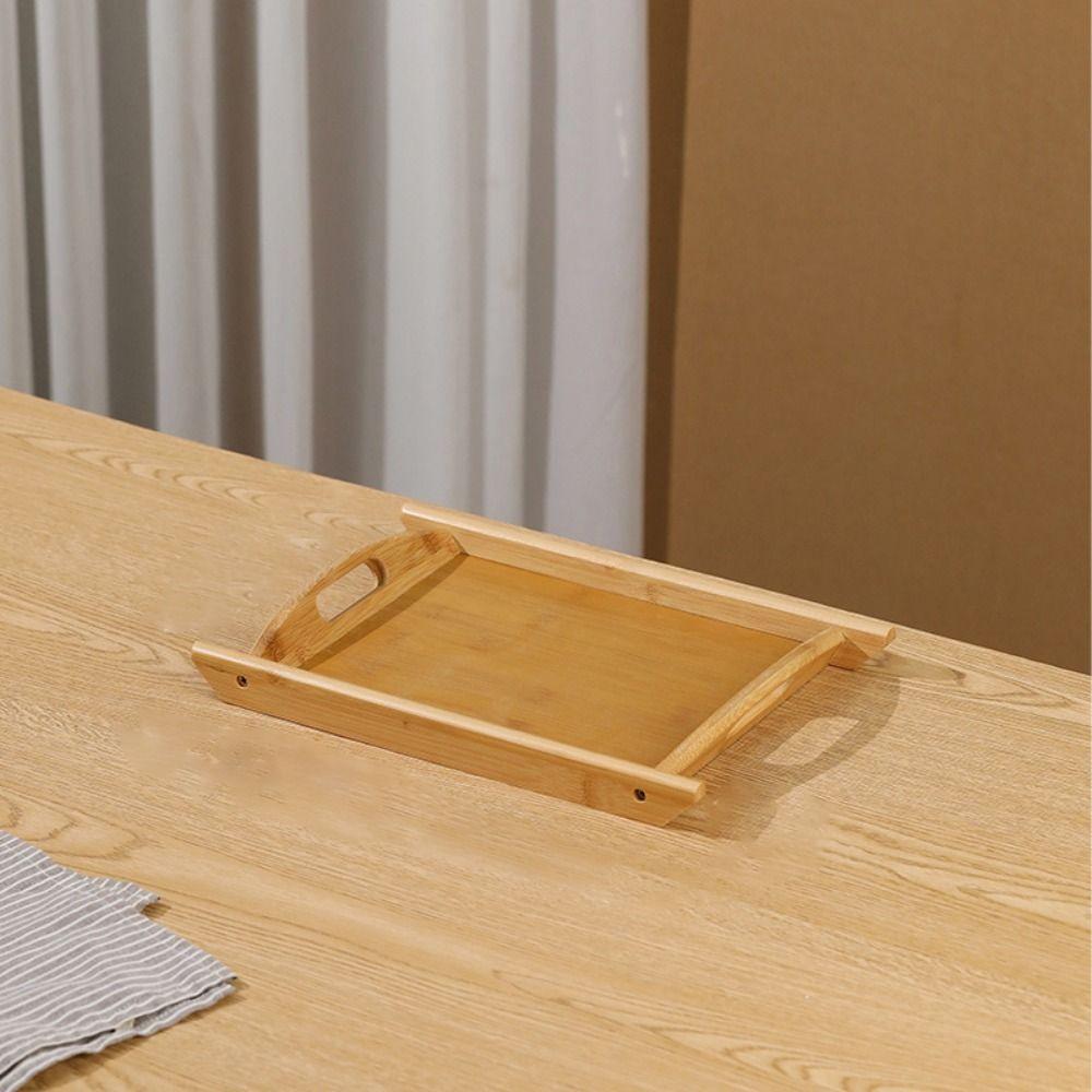 Rectangular Tea Bamboo Tray Double-handled Storage Tray Simple Fast Food Tray  Dinner Plate