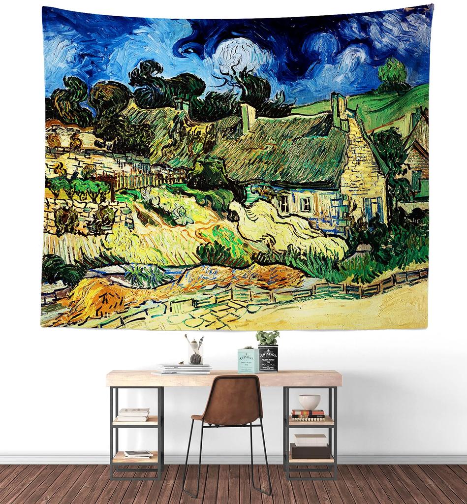 Van Goghova umělecká tapiserie Abstraktní hippie tapiserie Tapiserie s vintage estetikou Nástěnné závěsy Umění Obývací pokoj Ložnice Kolej