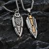 Vintage Stainless Steel Mens Pendant Double Sided Viking Symbol Necklace Unique Norse Jewelry Gift for Men