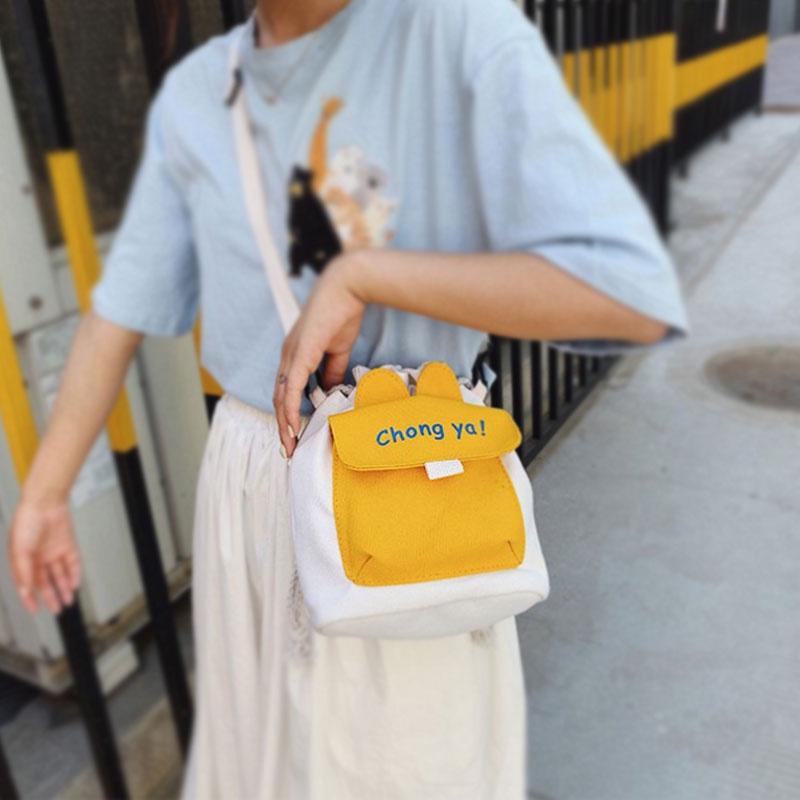 Stylish Canvas Shoulder Bag With Cute Rabbit And Carrot Pins Available In Multiple Colors