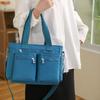 Women's Solid Color Multi-Pocket Tote Bag, Large Capacity Lightweight Crossbody Shoulder Bag, Casual Satchel Handbag for Work Travel