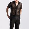 Men's Lace Short Sleeve Shirt Summer Casual Breathable Tops Fashionable Hundred Men's Tops
