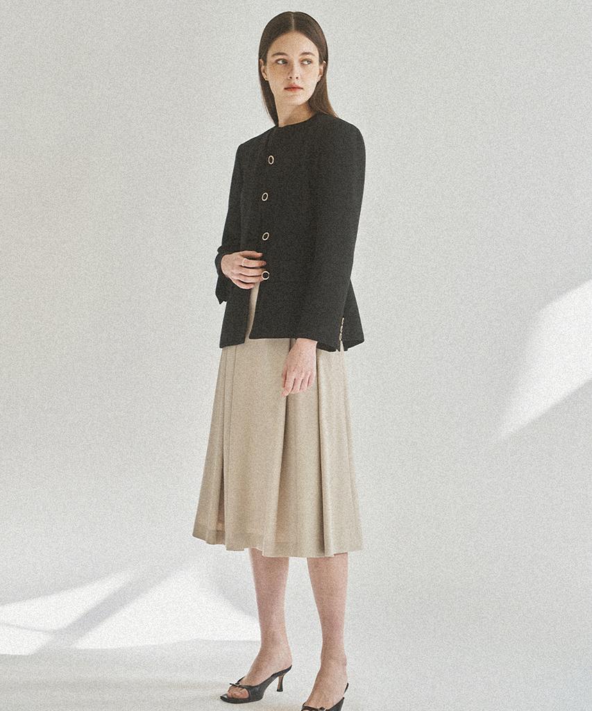 Kkeulle Drea Pleated Skirt_Beige