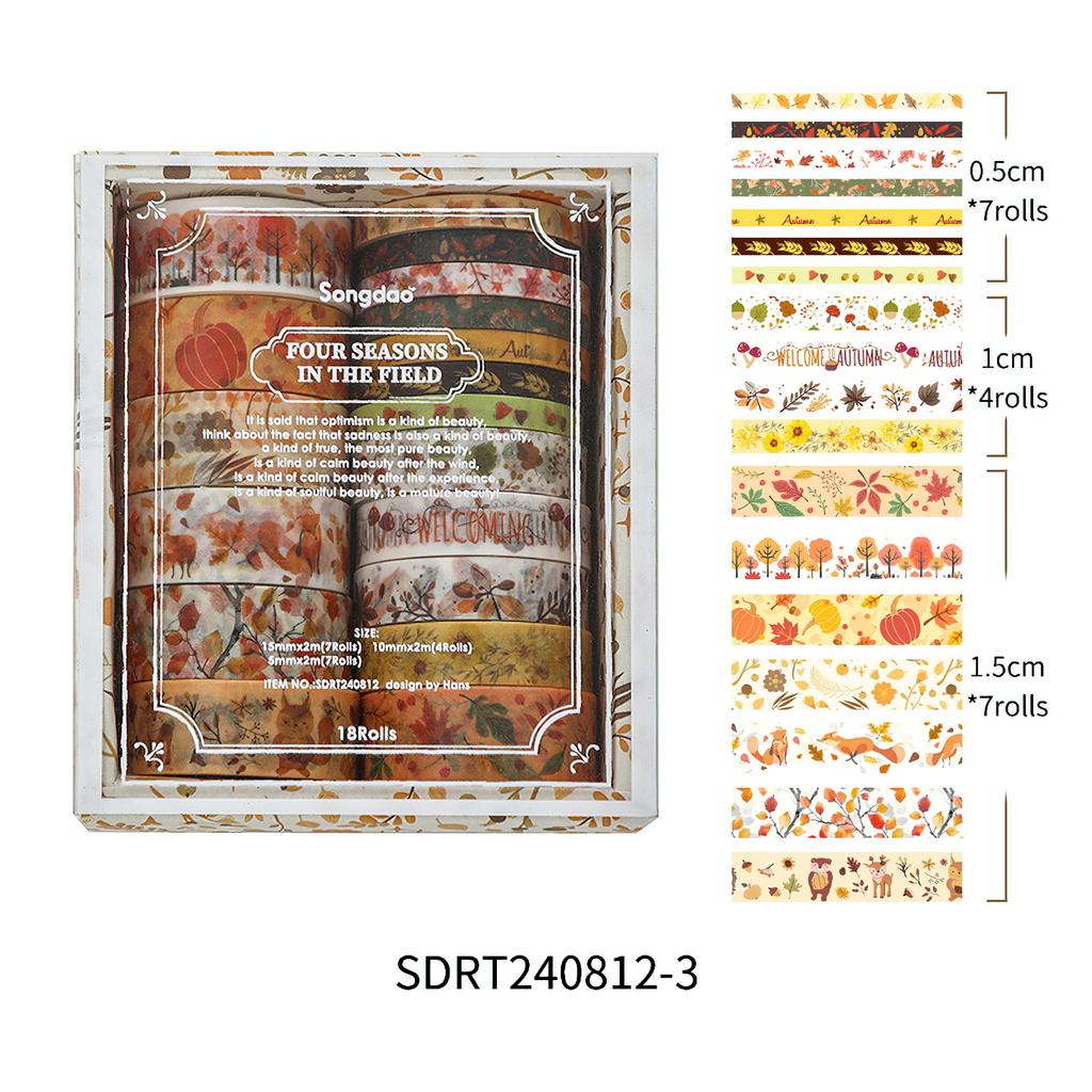 18 rolls Four Seasons Washi Tape Set Nature Spring Summer Autumn Winter Flower Paper Masking Tapes Decoration Stickers A7868