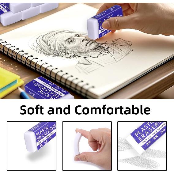 White Erasers, Artist Eraser for Drawing Art Sketching, Pencil Erasers for Kids Bulk Students School Supplies Office (8)