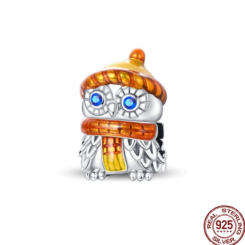 Copper Pumpkin Maple Leaf Squirrel Scarecrow Harvest Autumn Charm Beads Suitable For Pan Original Bracelet