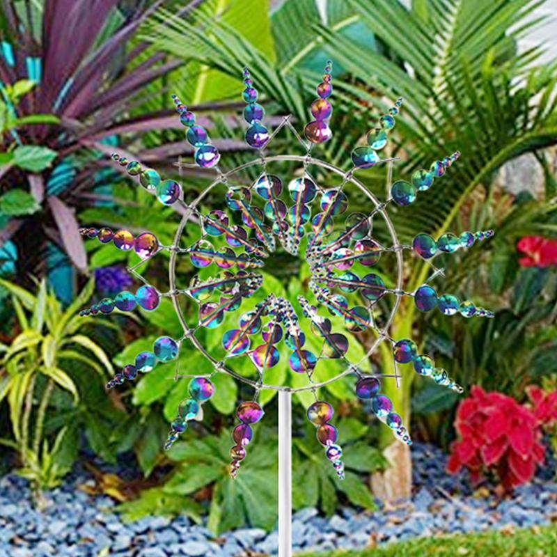 Kinetics Art Windcar Unique And Magic Metal Windmill 3D Wind Powered Kinetics Sculpture Creative 360-degree Rotating Windmill