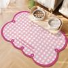 Pet Feeding Mat Waterproof Pvc Leather Carpet Cat Dog Anti-Urine Floor Mats Pink Plaid Sweet Home Decoration Rug For Kitchen
