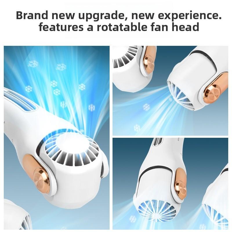 Silicone Neck Fan Mini Portable USB Charging Outdoor High Wind Adjustment Neck Fan