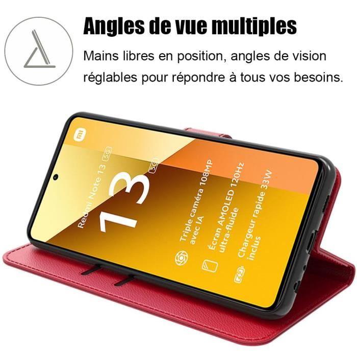Etui - E.F.CONNECTION - Pour Xiaomi Redmi Note 13 5G - Cuir PU - Protection antichocs - Béquille réglable