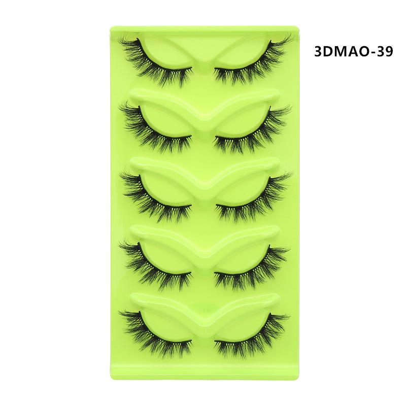 XF 5 Pairs Fox Eye Lashes 3D Silk Fluffy Faux Mink False Cat Eyelashes Custom Packaging Box with Private logo