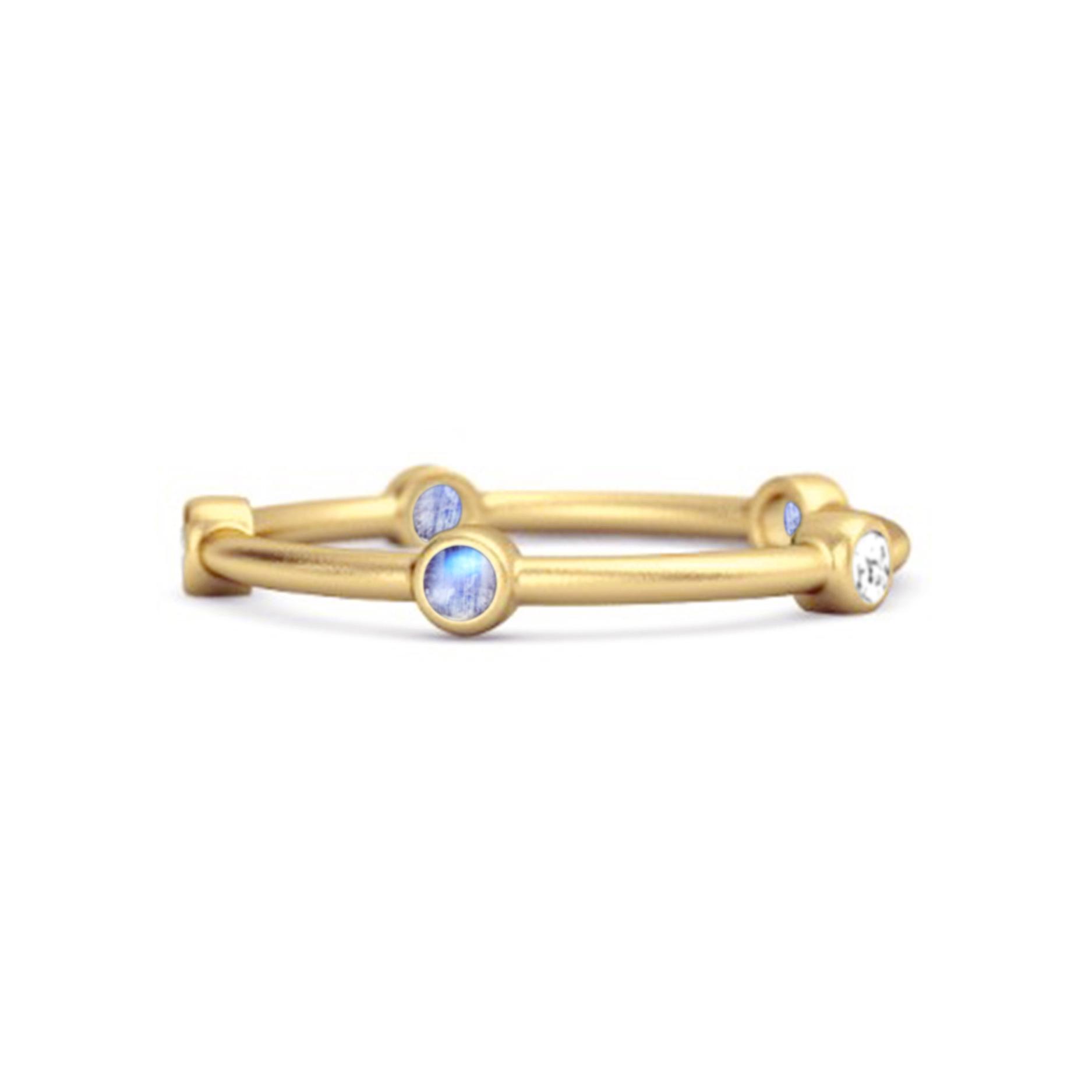 

Moonstone Bezel-Set Stacking Band Ring - 925 Sterling Silver Gold Vermeil 12 золотий/жовтий