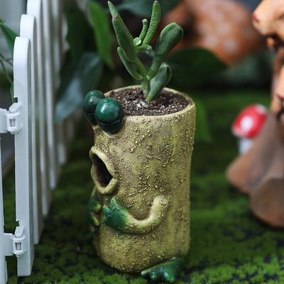 Playful Resin Frog Expression Flowerpot Cute Decorative Frog Succulent Flower Pot Funny Plant Container Garden