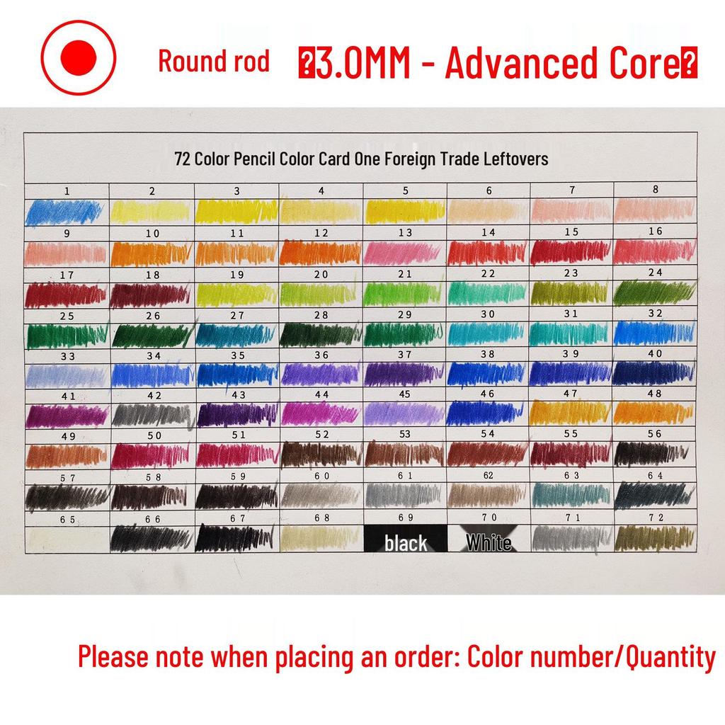 Refillable Oil-Based Colored Pencils - 72 Colors, Includes Black, White, Skin Tones - Perfect for Kindergarten and Training Classes.