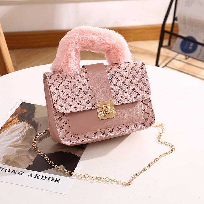 Сумка-тоут для женщин Мягкие пушистые плюшевые сумки через плечо Дизайнерские сумки с верхней ручкой Теплые кошельки розовый