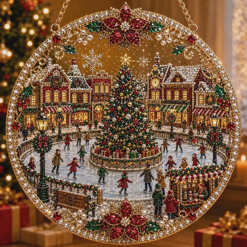 Round 2d Acrylic Ornament Creative Christmas Hanging Christmas Decoration Delicate Christmas Tree Ornament