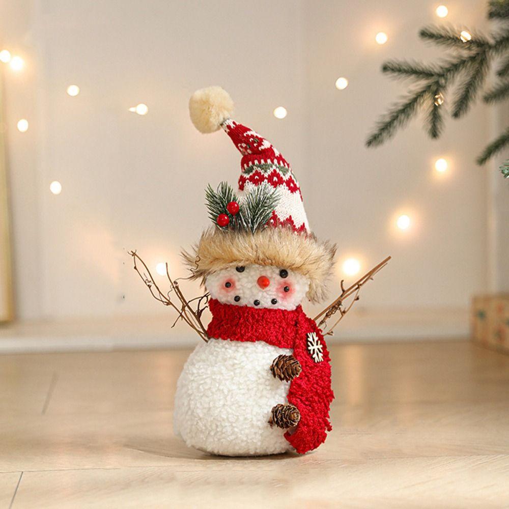 Cartoon Long Legs Snowman Ornaments Cute Plush Snowman Doll Toy Home Xmas Decoration