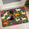 1pc Flannel Floor Mat, Cute Cartoon Dog with Colorful Flower Pattern, Entrance Doormat, Non-Slip Absorbent Mat for Bathroom, Kitchen, and Bedroom Beds