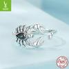 Dark Wind Retro Scorpion Open Ring, Personality Niche 925 Sterling Silver Insect Ring Jewelry