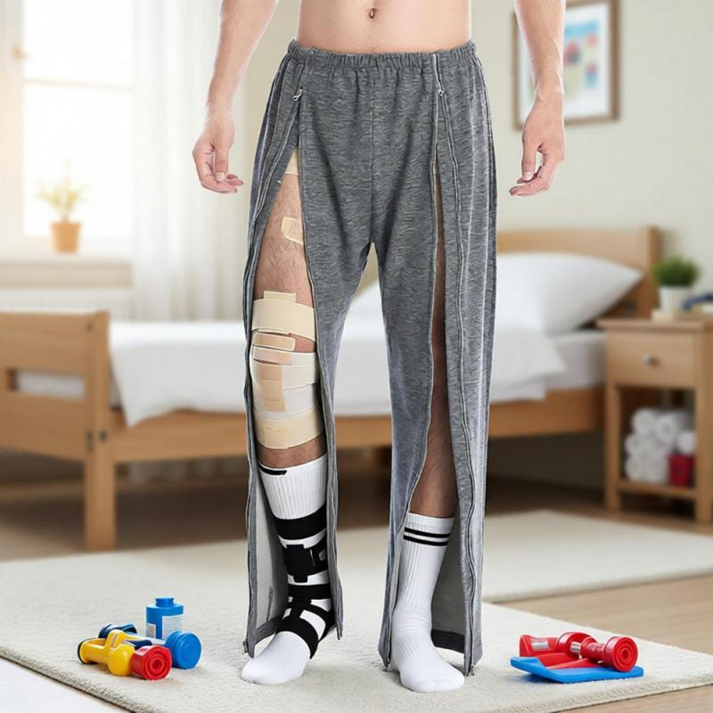 Herren-Vollreißverschluss Patientenpflegehose Postoperative Easy-On/Easy-Off Pflegehose