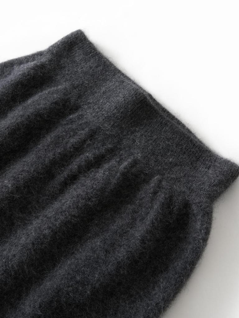 Cashmere Wool Flocked Knee-Length Pencil Skirt for Women - Autumn/Winter Collection