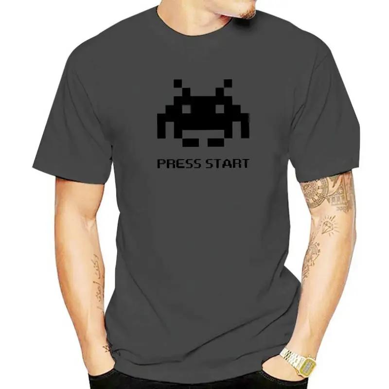 Pánské tričko Press Start Space Invaders Invaze Marťanů Střílečka Hra Bavlněná trička Krátký rukáv Tričko 4XL 5XL Topy
