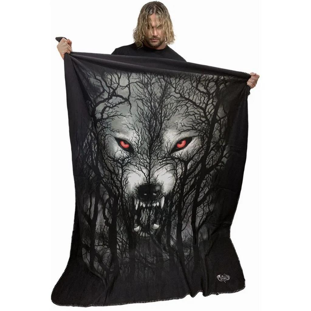 Spiral Forest Wolf Fleece Double Sided Blanket