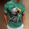 Summer Eagle Motorcycle Print T Shirts For Men Vintage Style Polyester O Neck Outdoor Short Sleeve Tee Shirt Oversized T Shirt