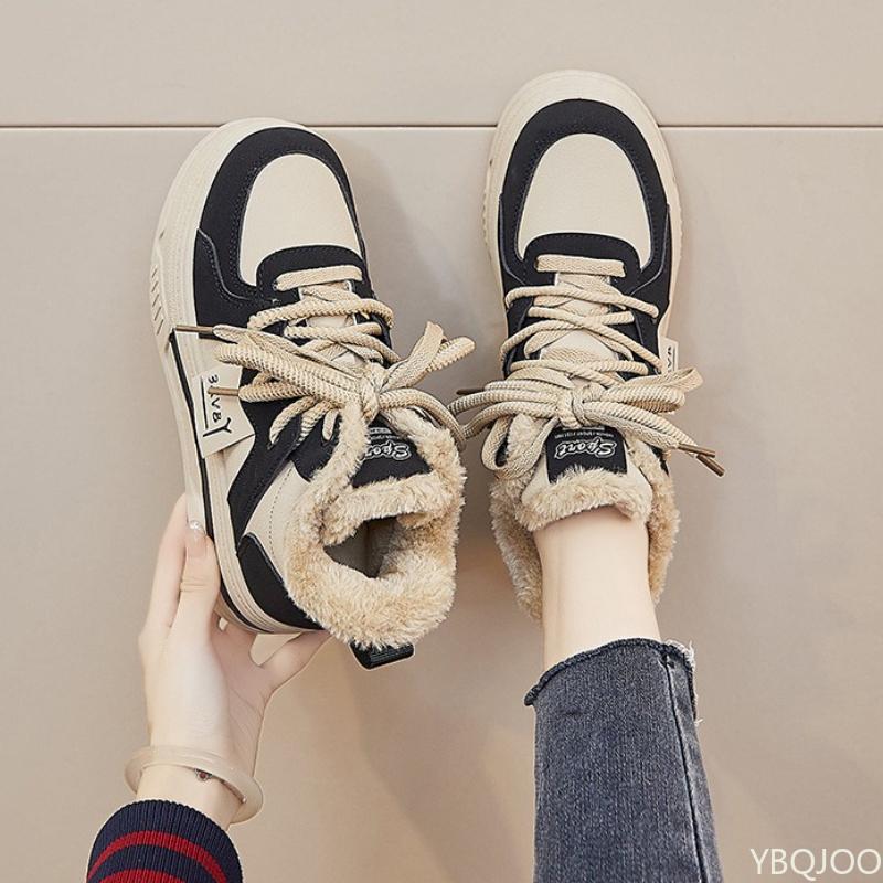 Pantofi de iarnă pantofi sport cu talpă groasă pentru elevi noi pantofi de bord sport calzi casual simpli confortabili anti-alunecare pantofi de damă