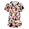 Camicia da Lavoro da Donna con Scollo a V e Maniche Corte con Tasche Stampa Cartone Animato Top da Medico per Professionisti Sanitari Vestibilità Comoda Tessuto Resistente