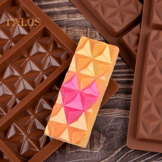 Molde de Chocolate de 6 cavidades, molde de barra de caramelo de silicona con forma Rectangular, molde antiadherente para gofres, tarta de queso, pudín, pastel, postre